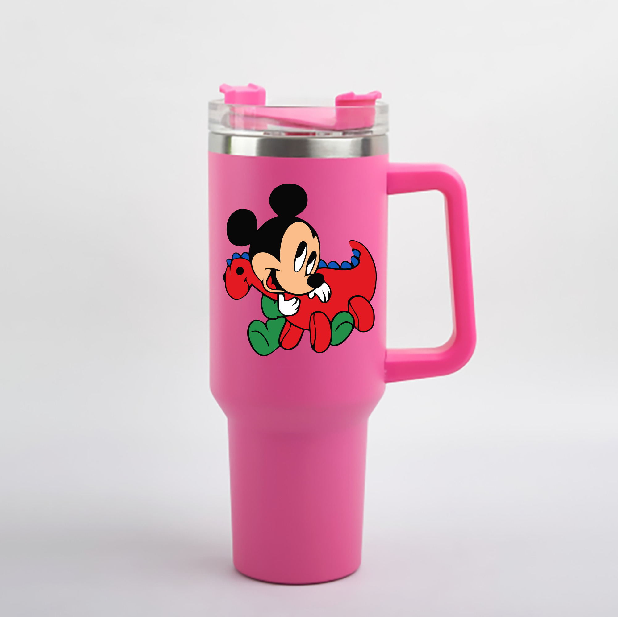 （画像用） ミッキーマウス Mickey Mouse 1200mL車用タンブラー - クリスタルステッカー（プラスチックストロー付き）